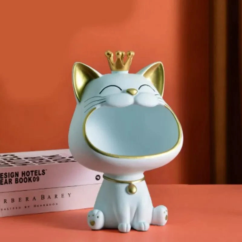 Big Mouth Cat Key Storage Tray: Light Luxury Sculpture -