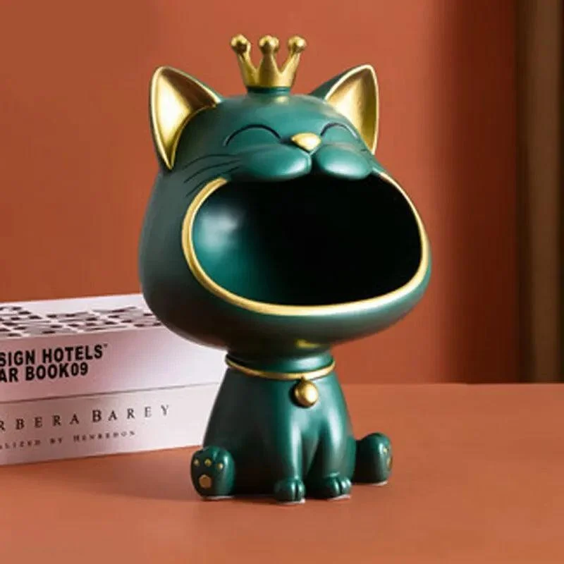 Big Mouth Cat Key Storage Tray: Light Luxury Sculpture -