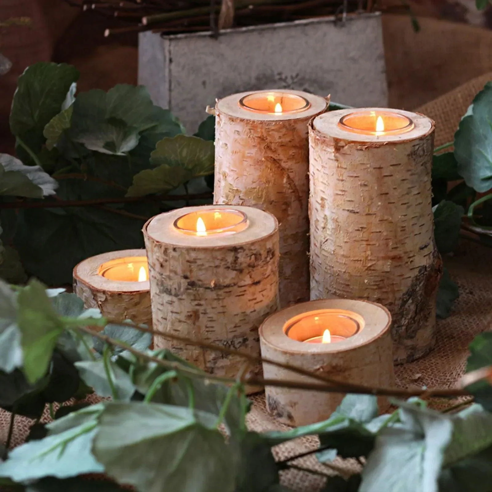 Birch Wood Candle Holder -