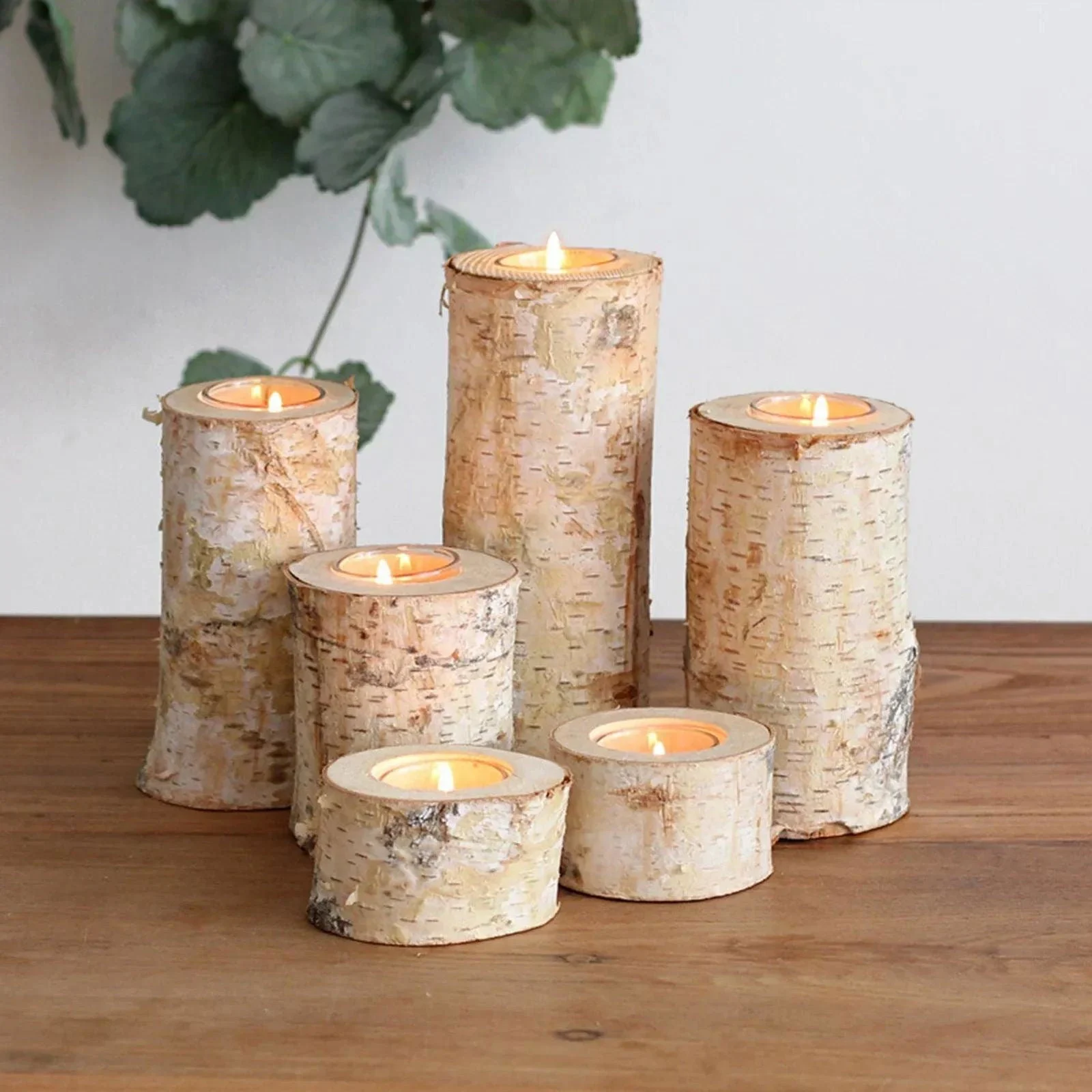 Birch Wood Candle Holder -