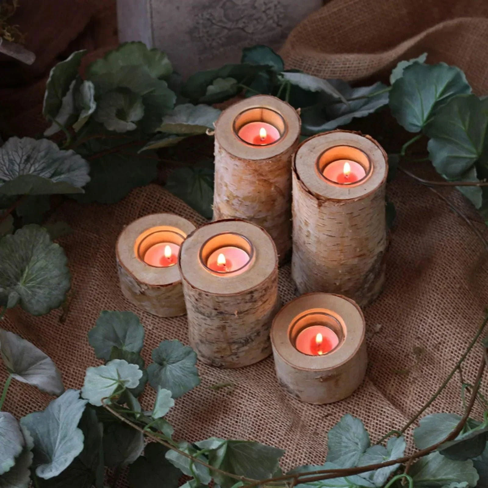 Birch Wood Candle Holder -