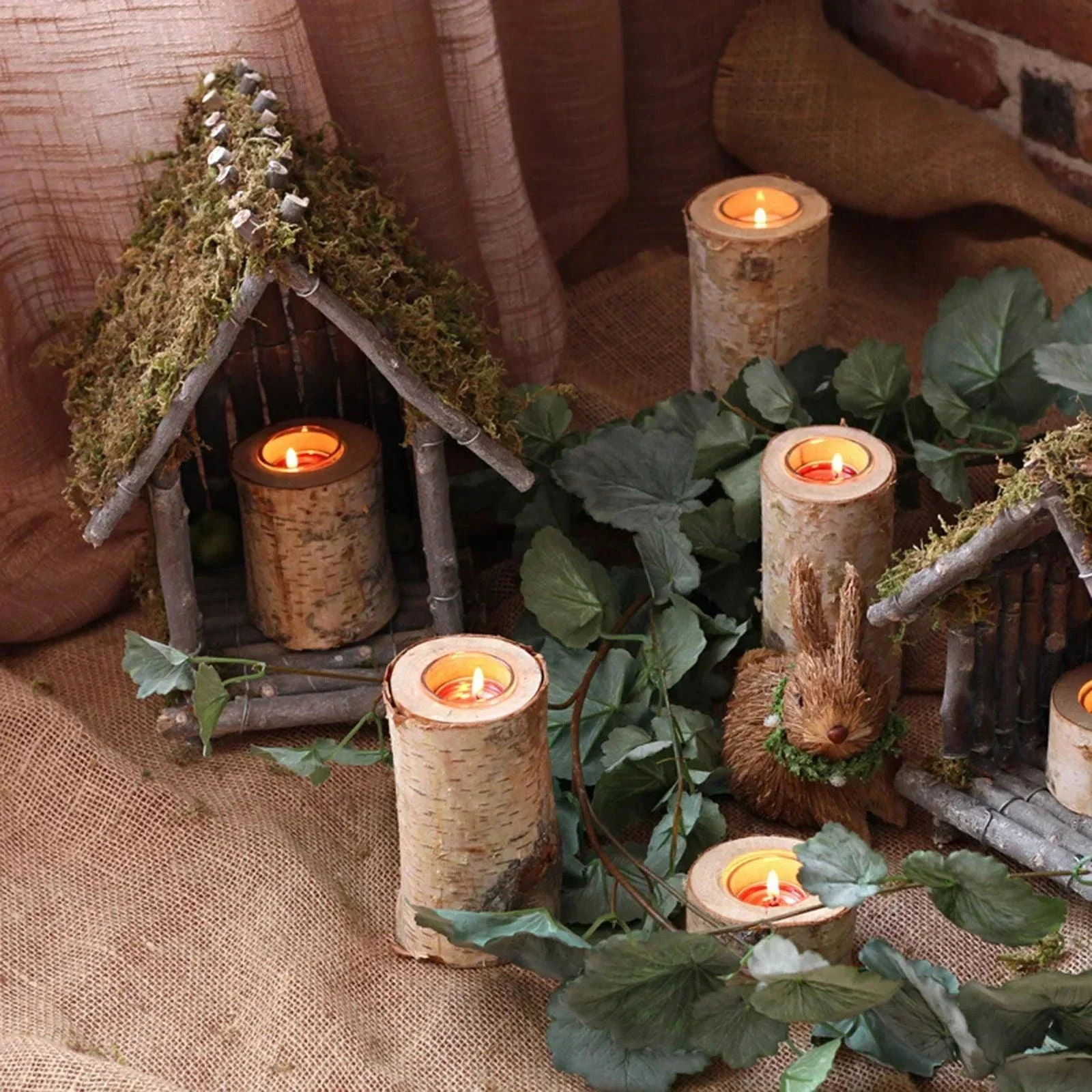 Birch Wood Candle Holder -