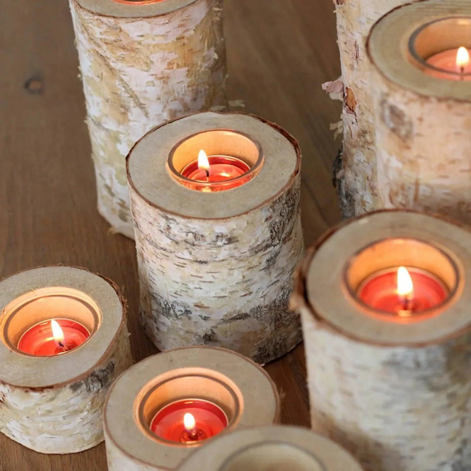 Birch Wood Candle Holder -