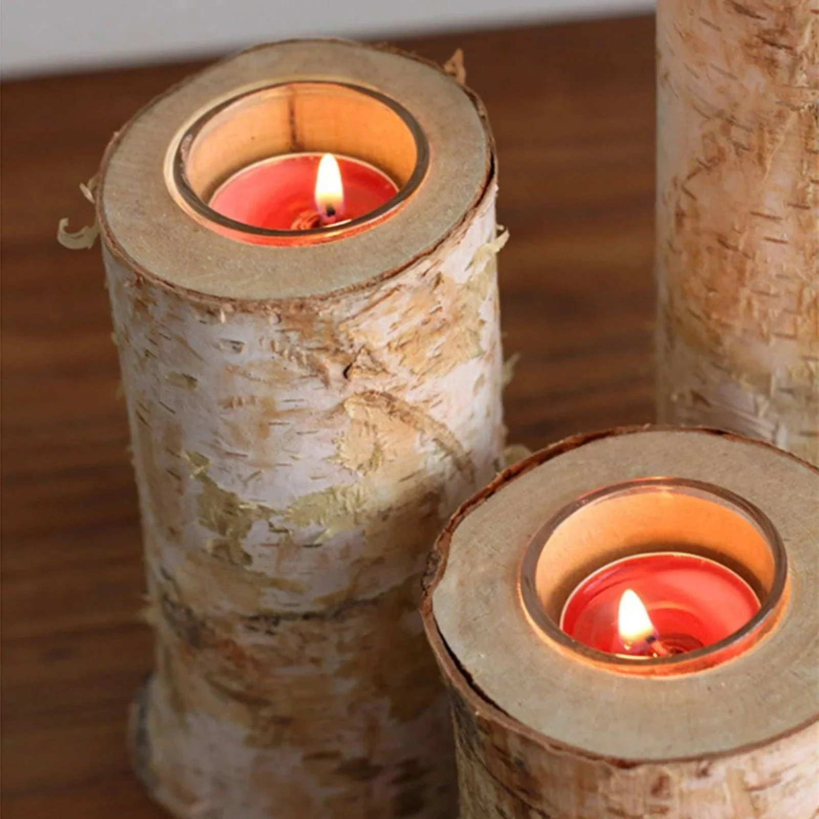 Birch Wood Candle Holder -