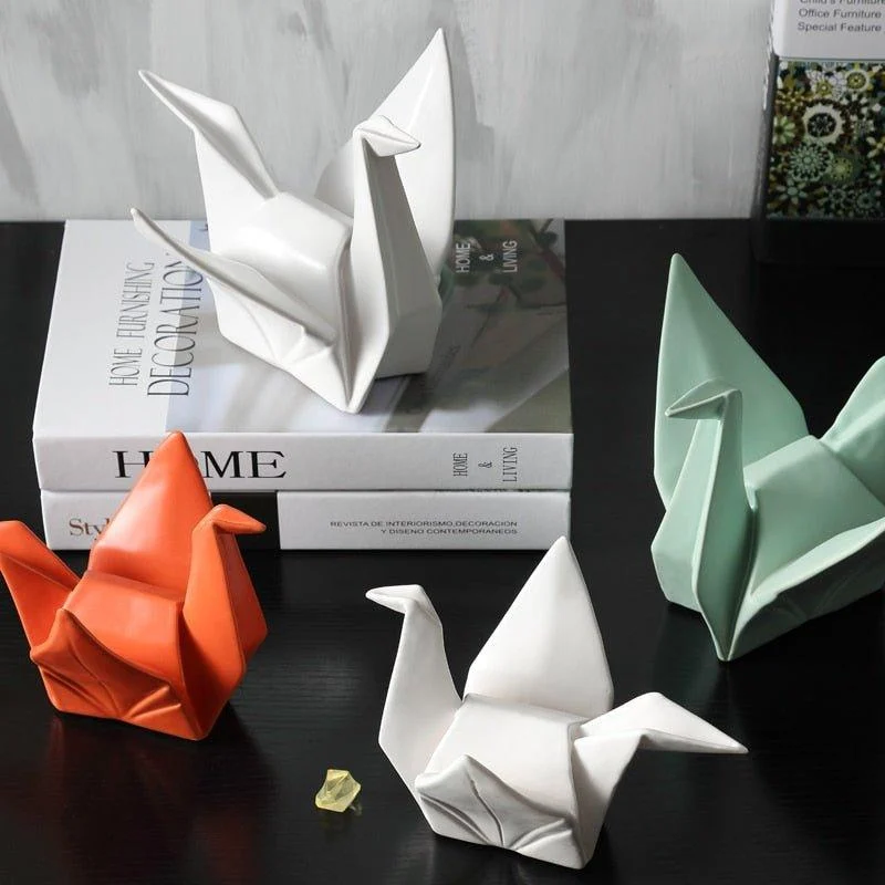 Bird Abstract Origami Ceramic Home Decor Sculpture -