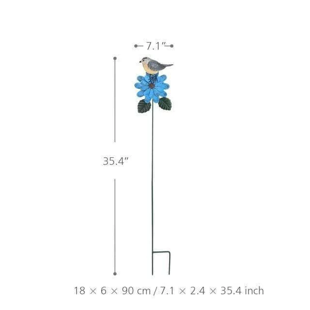 Bird & Flower Garden Stake - Charm for Your Garden Decor -