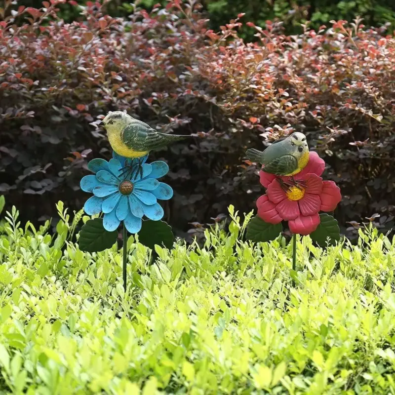 Bird Flower Garden Stake Charm for Your Garden Decor