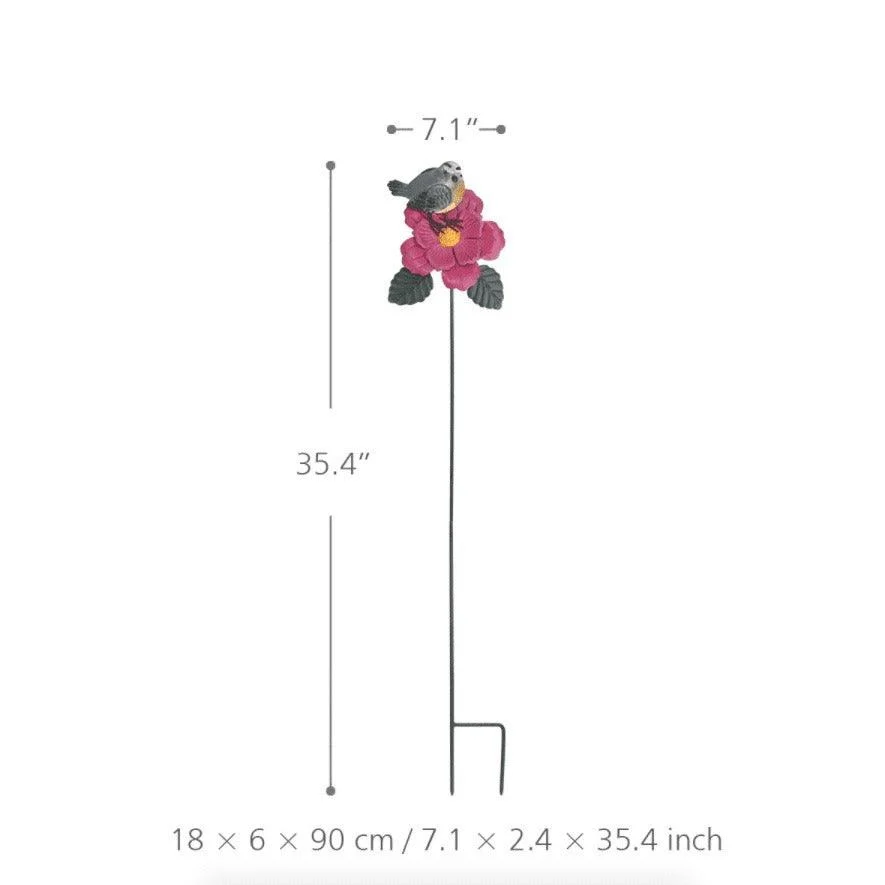 Bird & Flower Garden Stake - Charm for Your Garden Decor -