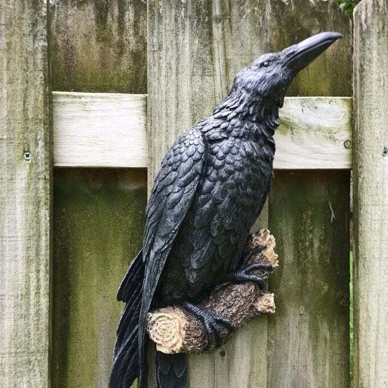 Bird Sculpture - Crow Sculpture - Fake Outdoor - Halloween Decoration -  - #tag1#