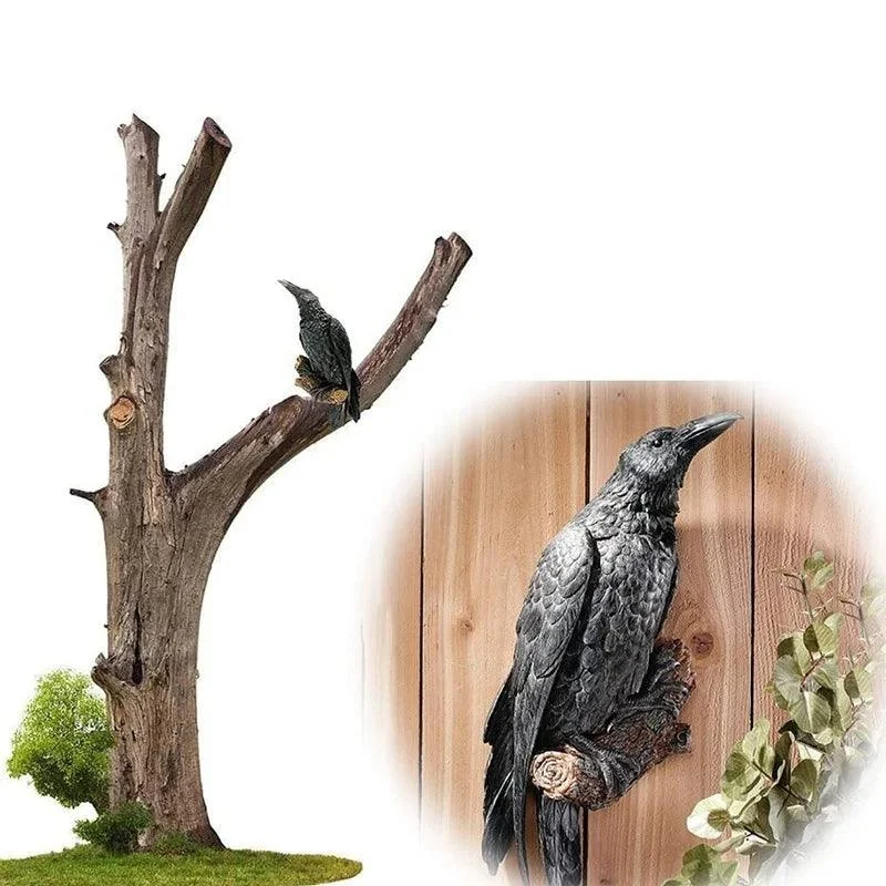 Bird Sculpture - Crow Sculpture - Fake Outdoor - Halloween Decoration -  - #tag1#