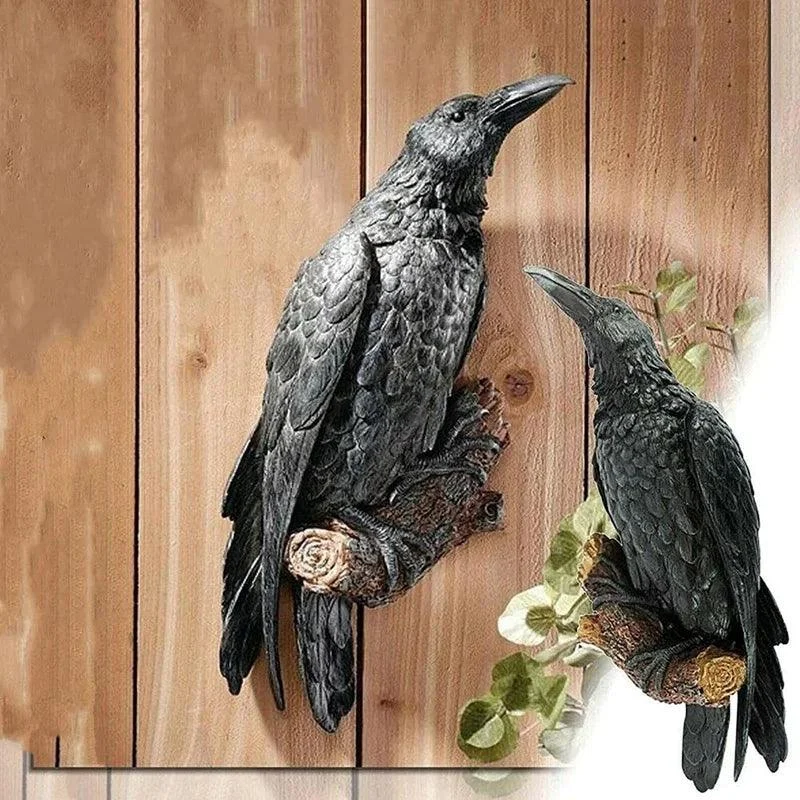 Bird Sculpture - Crow Sculpture - Fake Outdoor - Halloween Decoration -  - #tag1#