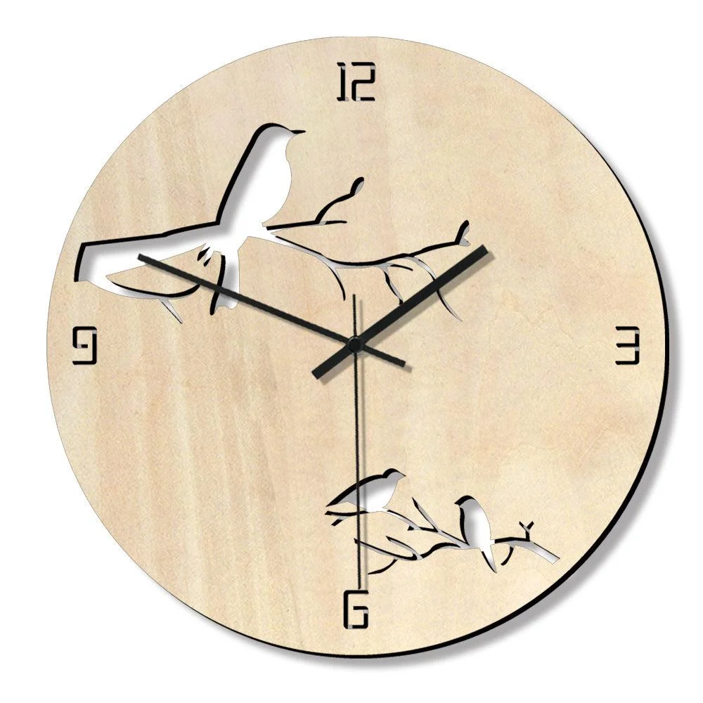 Birds Analogue Wall Décor Noiseless Clock for Lounge -