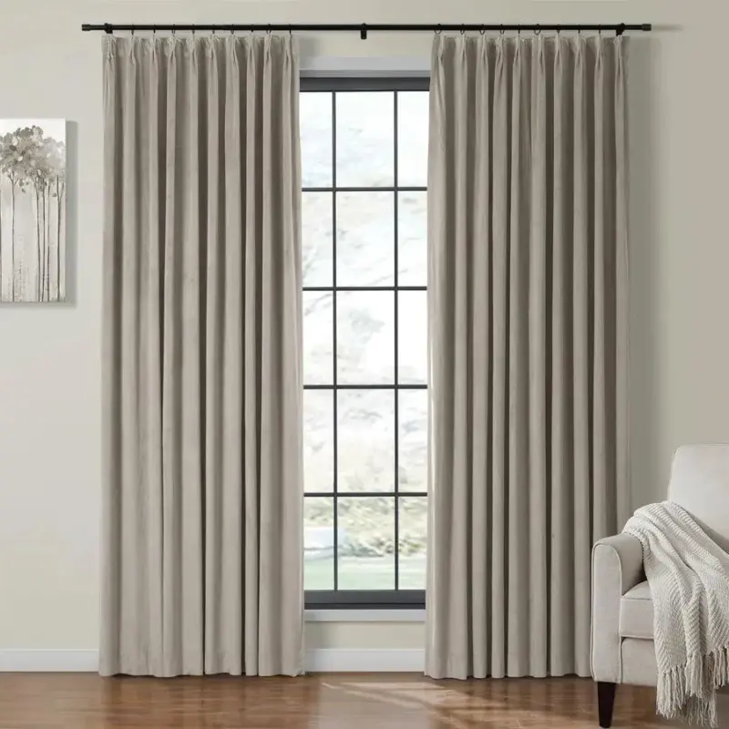 Birkin Velvet Pinch Pleat Room Darkening Drapery 1