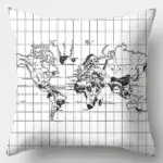 Black-And-White-Series Pillowcase - World Map