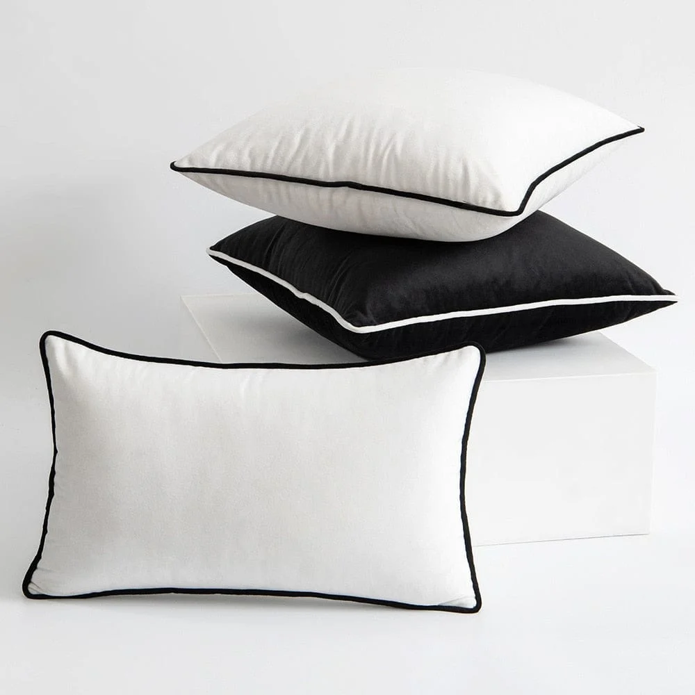 Black And White Velvet Hemming Pillowcase Simple Nordic Style Pillow Cases 50x50 Modern Light Luxury Cushions 101dae43 8d2e 4a53 8e2c 7ce4792ffd45