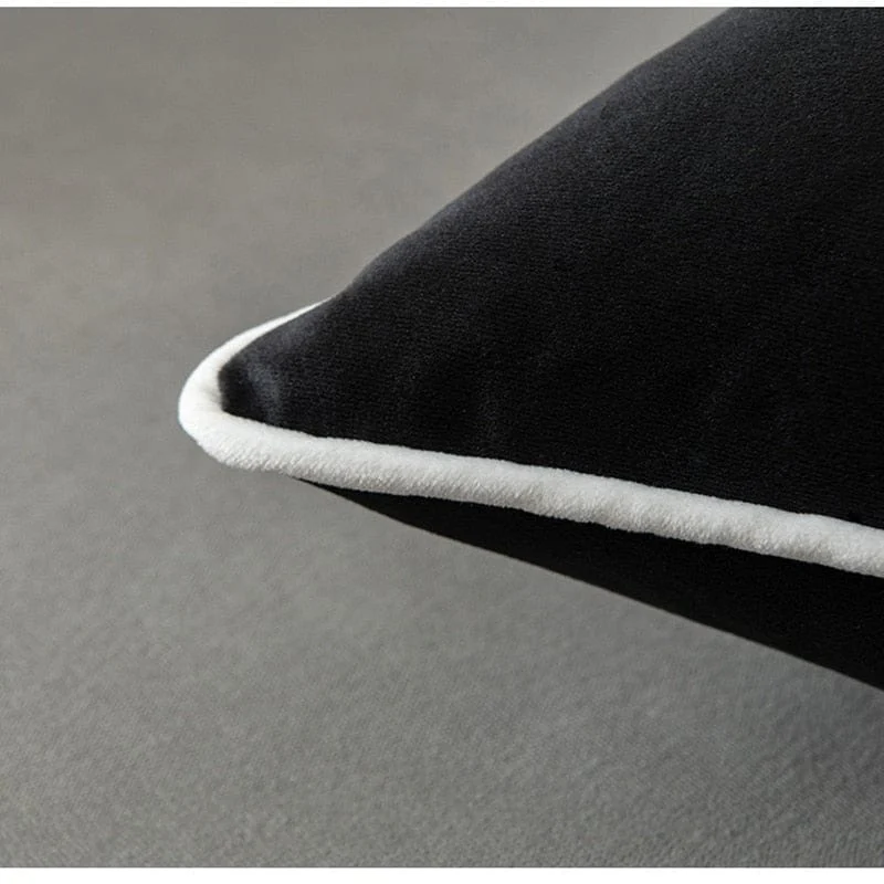 Black And White Velvet Hemming Pillowcase Simple Nordic Style Pillow Cases 50x50 Modern Light Luxury Cushions Da6841d1 9b8c 4ce5 A672 797c72728115