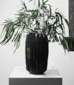 Black Abstract Vase Gold Crease Texture Abstract Resin tag1