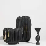 Black Abstract Vase Gold Crease Texture Abstract Resin tag1