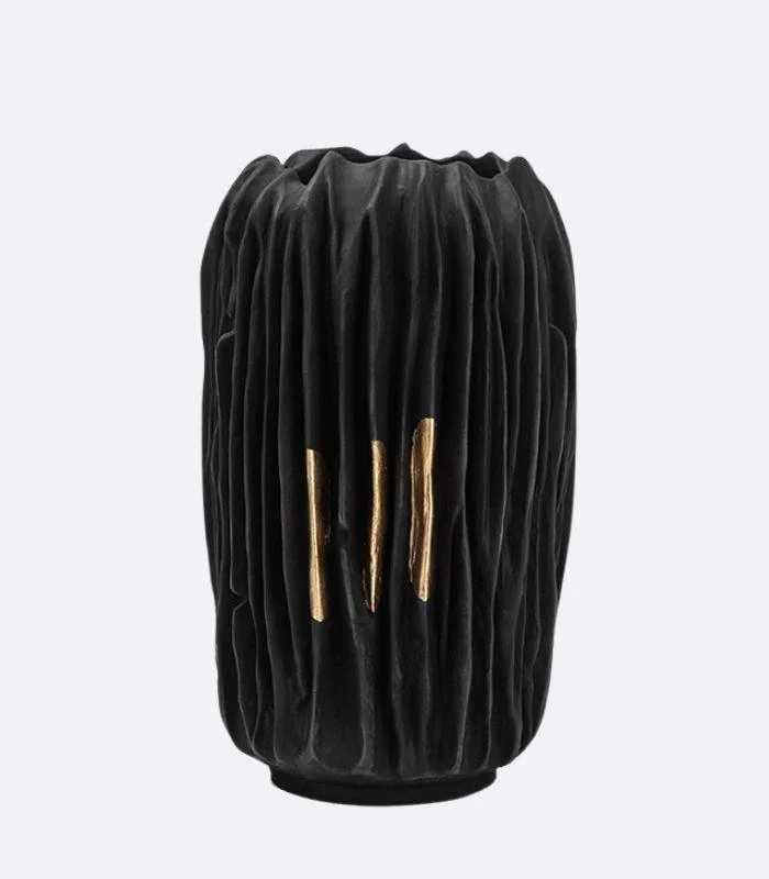 Black Abstract Vase Gold Crease Texture Abstract Resin -  - #tag1#