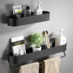 Black Bathroom Shelf Basket to store your shower items tag1