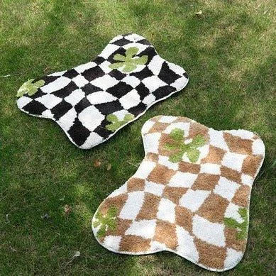 Black Checkered Geometric Mat -  - #tag1#
