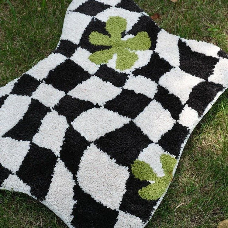 Black Checkered Geometric Mat -  - #tag1#