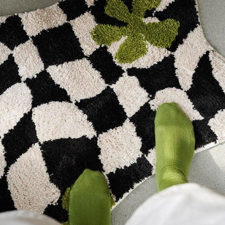 Black Checkered Geometric Mat -  - #tag1#