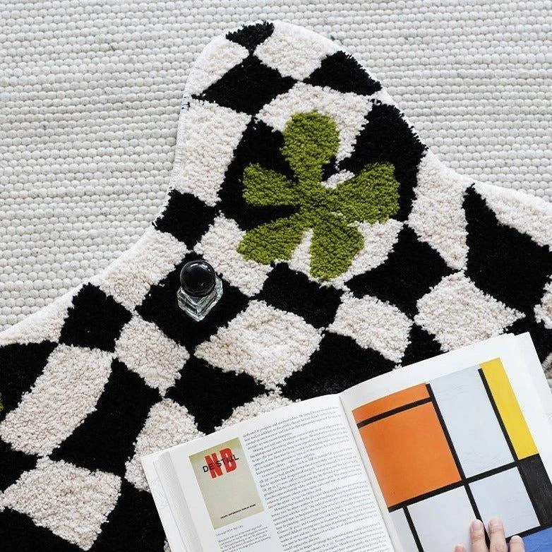 Black Checkered Geometric Mat -  - #tag1#