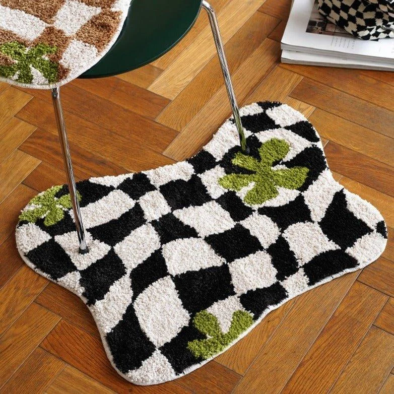 Black Checkered Geometric Mat -  - #tag1#