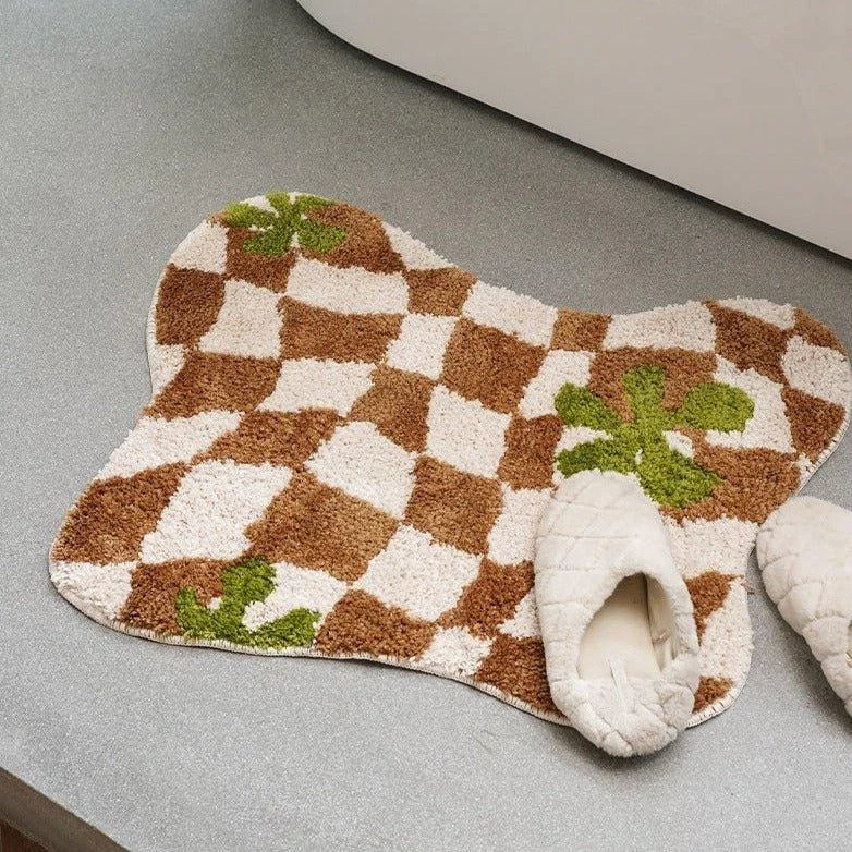 Black Checkered Geometric Mat -  - #tag1#