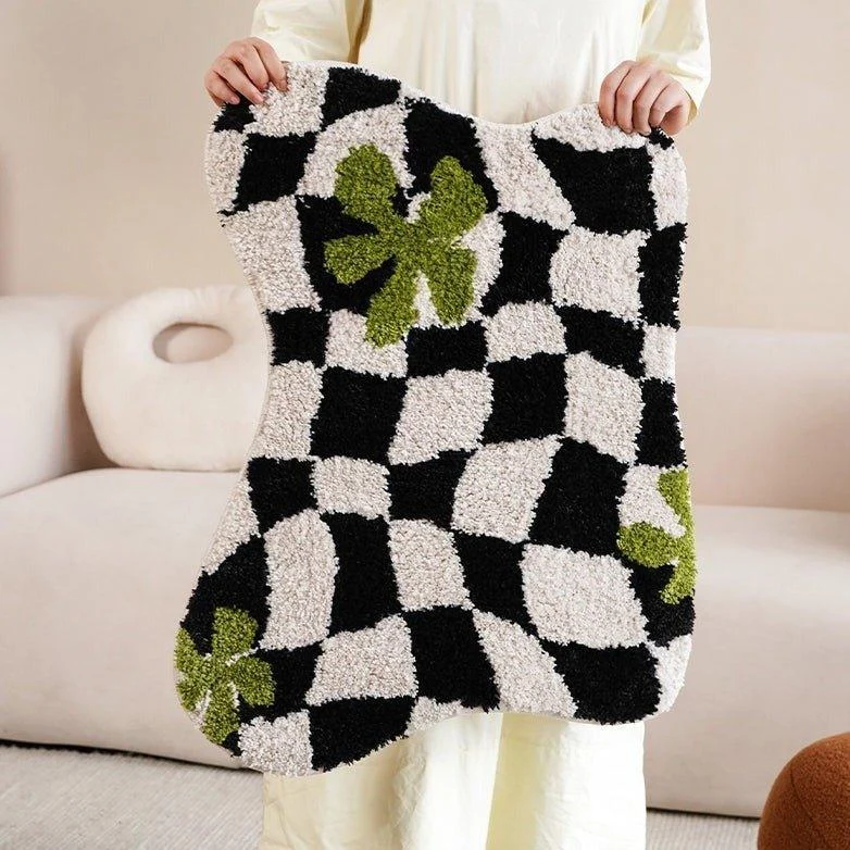 Black Checkered Geometric Mat -  - #tag1#
