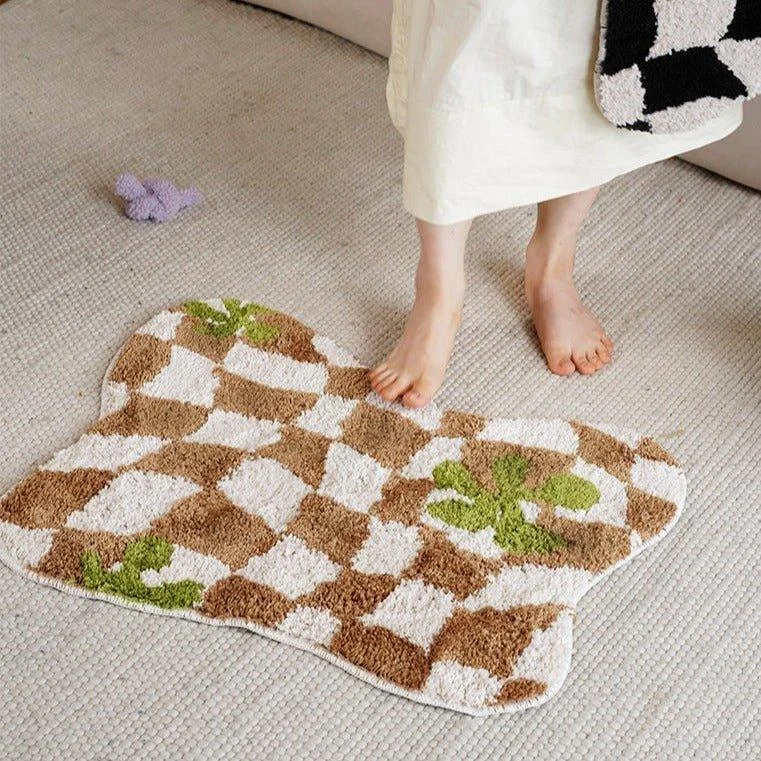 Black Checkered Geometric Mat -  - #tag1#