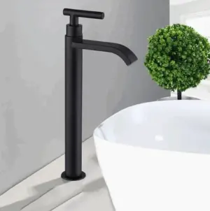 Black Cold Water Single Tap for Washbasin Mounting