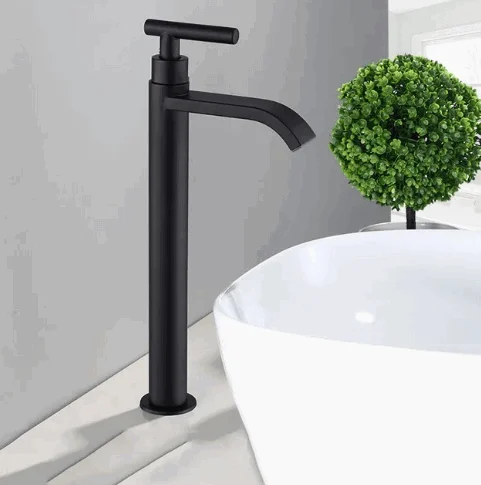 Black Cold Water Single Tap for Washbasin Mounting -  - #tag1#