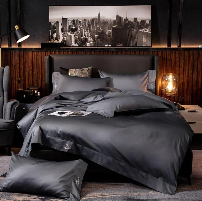 Black Egyptian Cotton Duvet Set 700 Thread Count -  - #tag1#