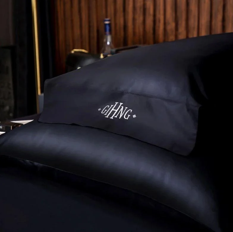 Black Egyptian Cotton Duvet Set 700 Thread Count -  - #tag1#