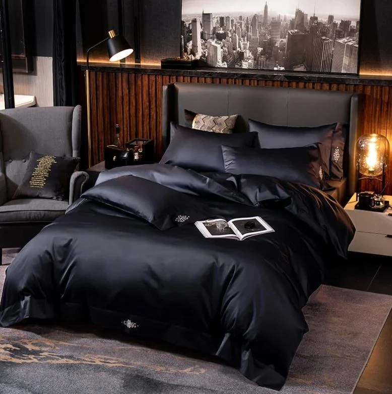 Black Egyptian Cotton Duvet Set 700 Thread Count -  - #tag1#