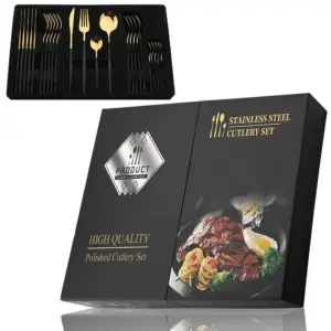 Black & Gold Cutlery Set: Elegant Kitchen Ensemble