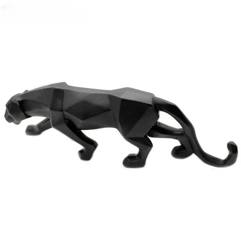 Black Gold Panther Leopard Abstract Geometric Resin Crafts Sculptures and Statues -