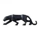Black Gold Panther Leopard Abstract Geometric Resin Crafts Sculptures and Statues