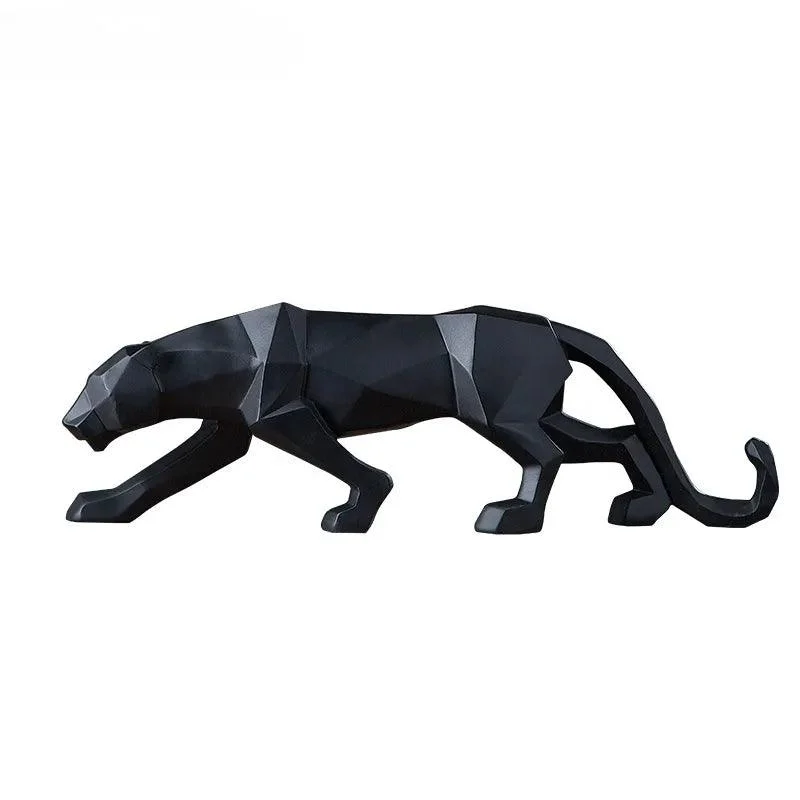 Black Gold Panther Leopard Abstract Geometric Resin Crafts Sculptures and Statues -