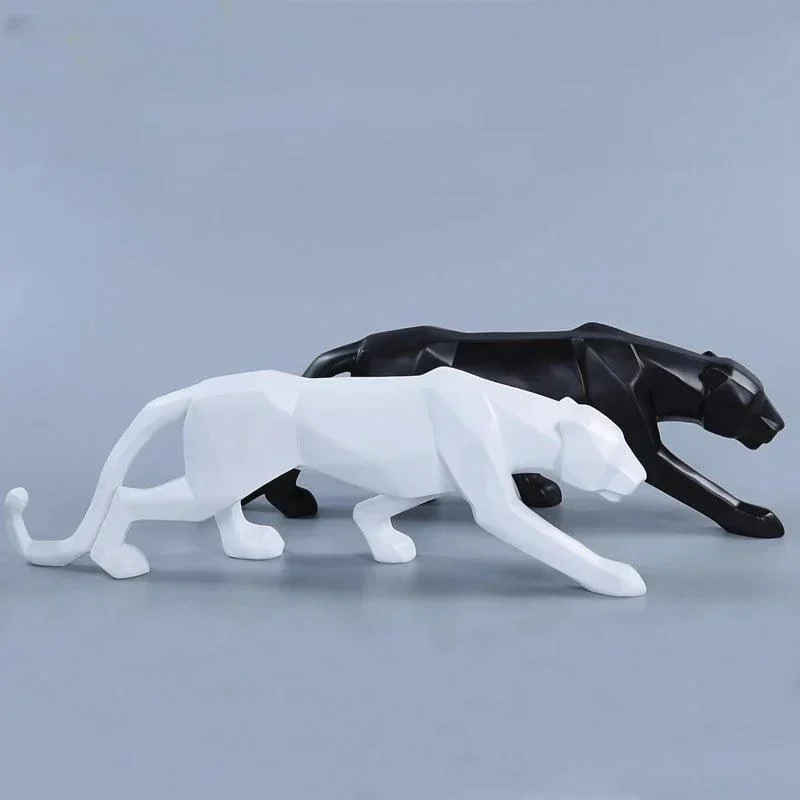 Black Gold Panther Leopard Abstract Geometric Resin Crafts Sculptures and Statues -