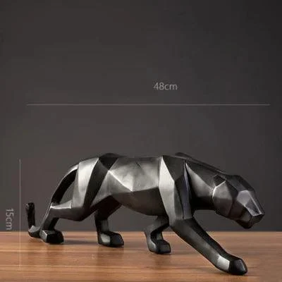 Black Gold Panther Leopard Abstract Geometric Resin Crafts Sculptures and Statues -