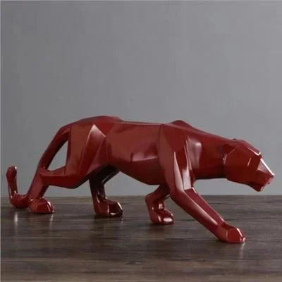 Black Gold Panther Leopard Abstract Geometric Resin Crafts Sculptures and Statues -
