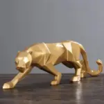 Black Gold Panther Leopard Abstract Geometric Resin Crafts Sculptures and Statues