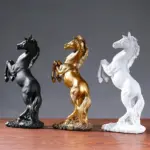 Black Golden Horse European Resin Sculptures and Statues Crafts Home Decoration