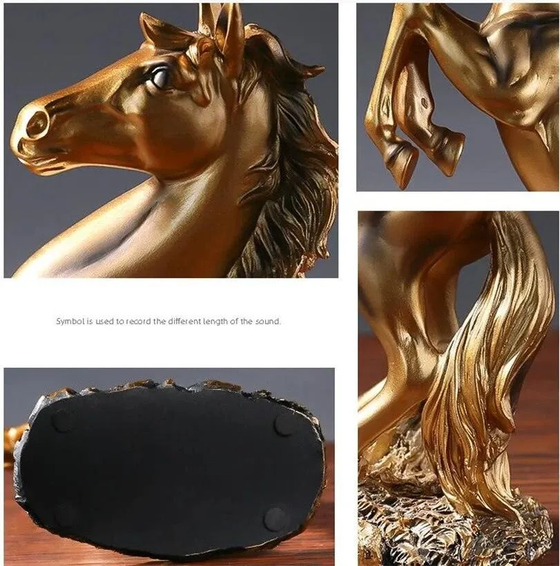 Black Golden Horse European Resin Sculptures and Statues Crafts Home Decoration -