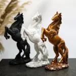 Black Golden Horse European Resin Sculptures and Statues Crafts Home Decoration