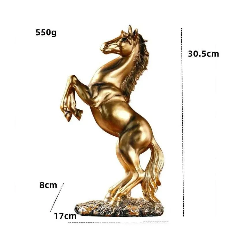 Black Golden Horse European Resin Sculptures and Statues Crafts Home Decoration -