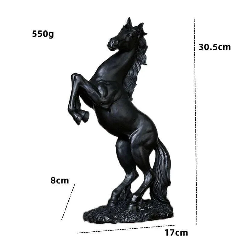 Black Golden Horse European Resin Sculptures and Statues Crafts Home Decoration -
